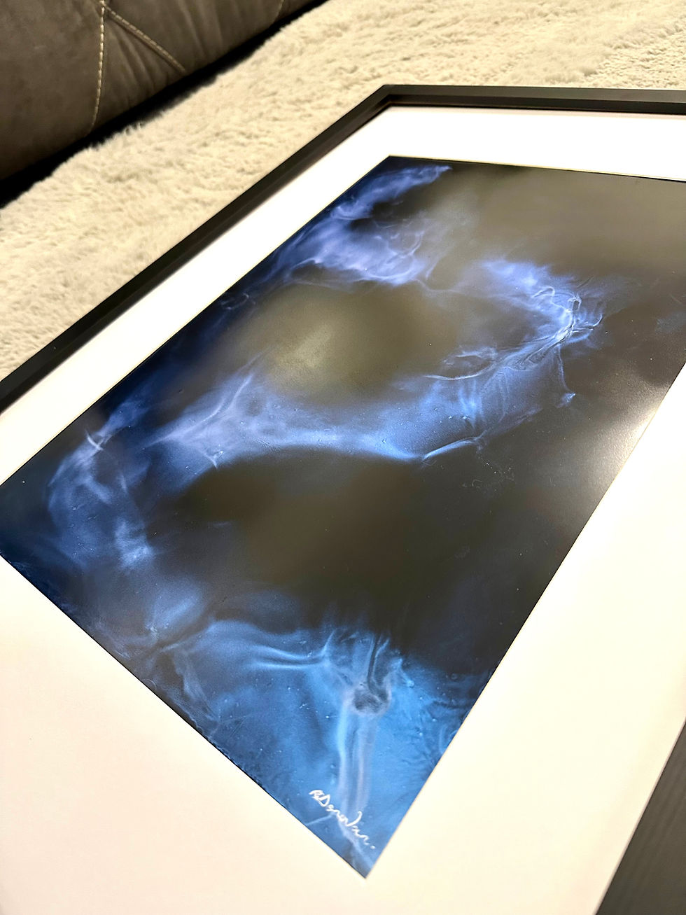 Thumbnail: “Röken” Blue Smokey A3 Abstract Alcoholic Ink Painting