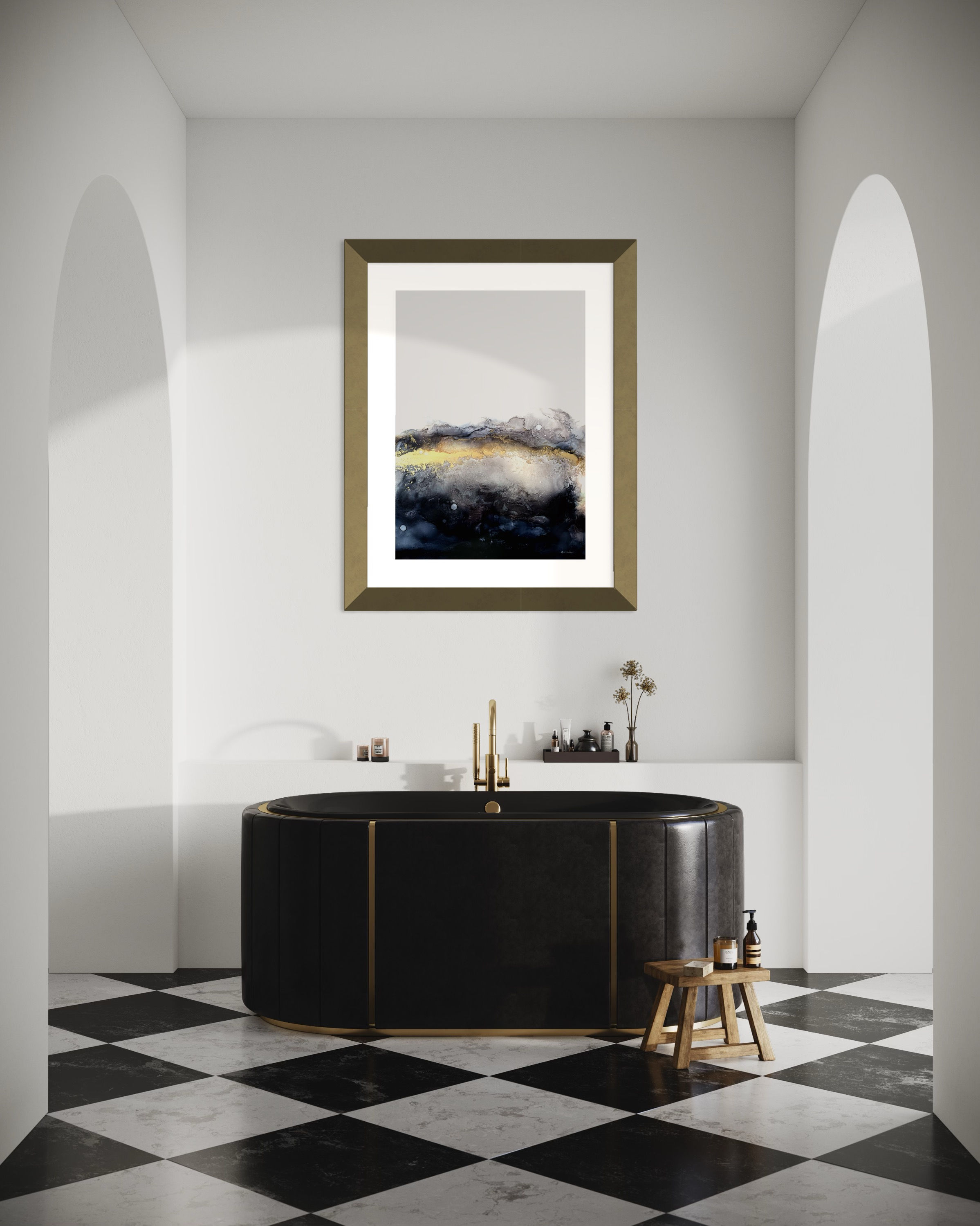 Black & Gold Ink Abstract A2