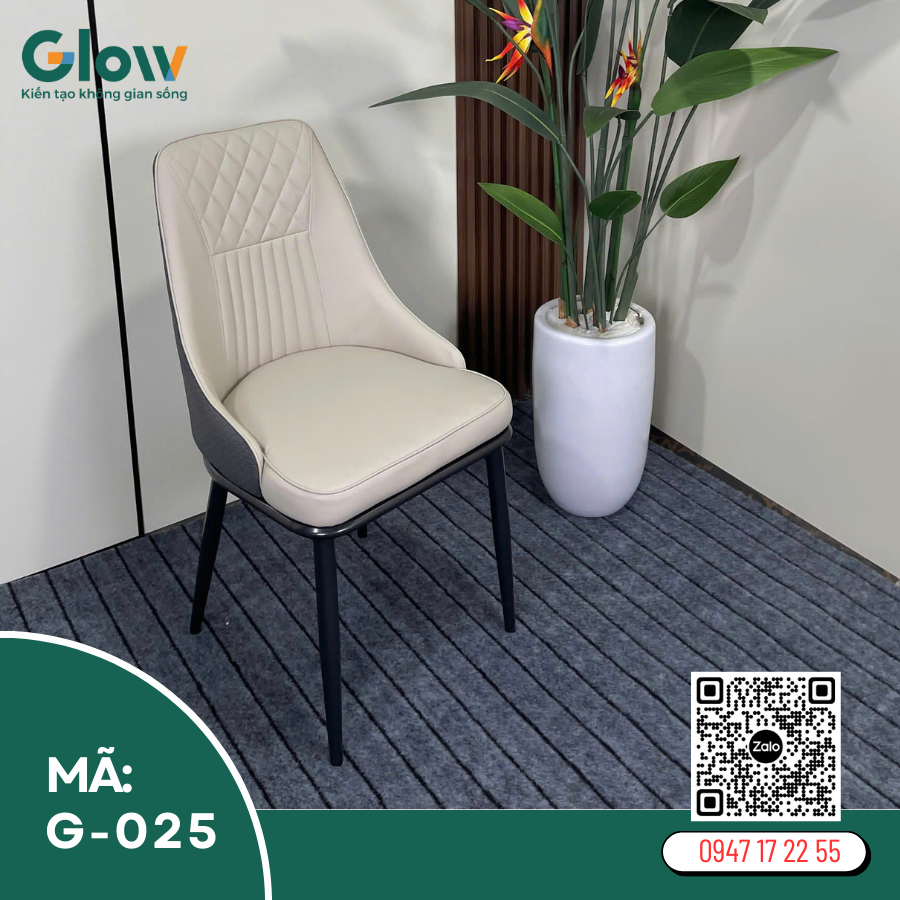 Hình thu nhỏ: Ghế ăn hiện đại G-025 da PU, chân thép chắc chắn