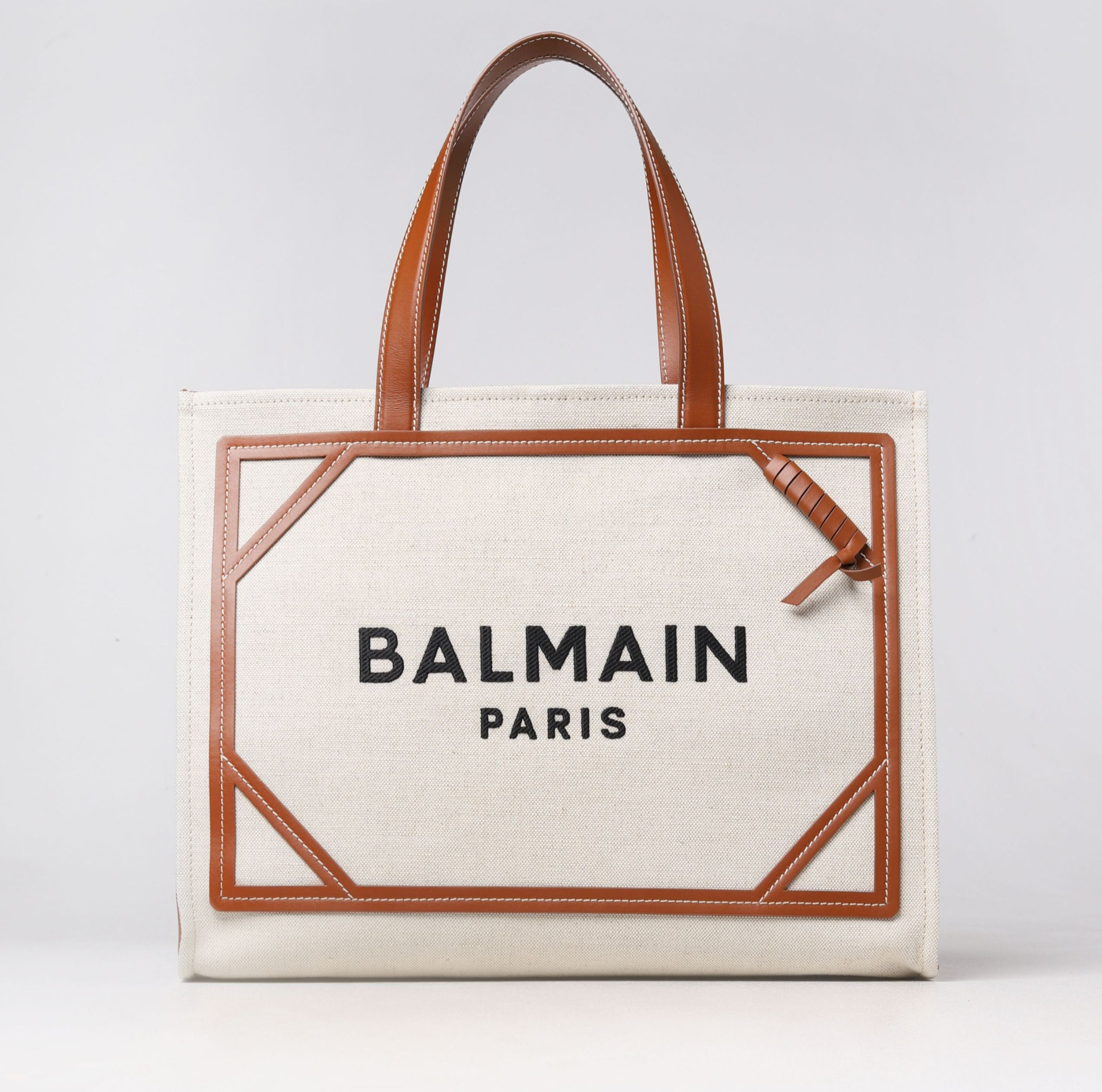 Summer 2023 Early Sale Balmine B-Army 42 Tote Bag Canvas & Leather Details