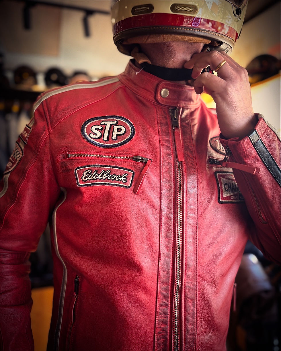 Chaqueta Cuero Daytona Red Warson Motors Suiza