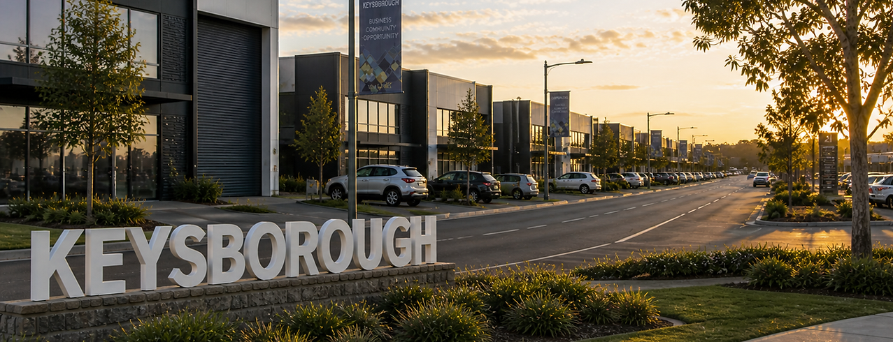 Modern business park in Keysborough with office and warehouse facilities in Melbourne’s south-east