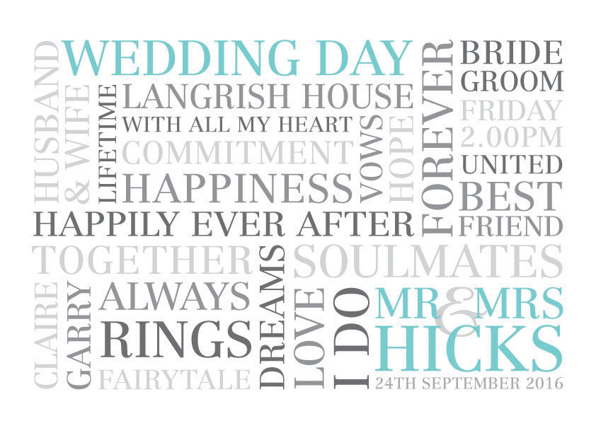Thumbnail: Wedding Word Art Poster WED01