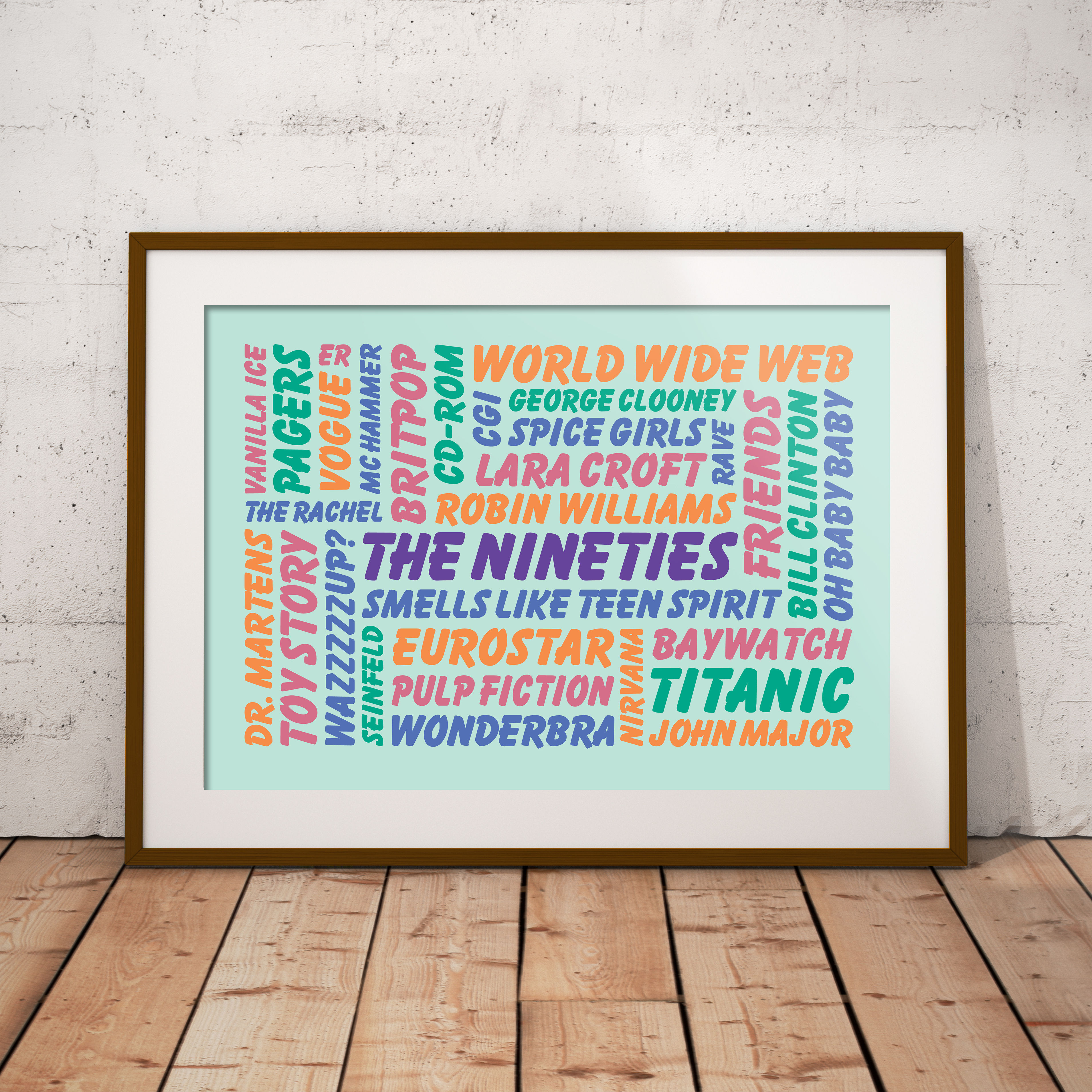 1990s Word Art Poster