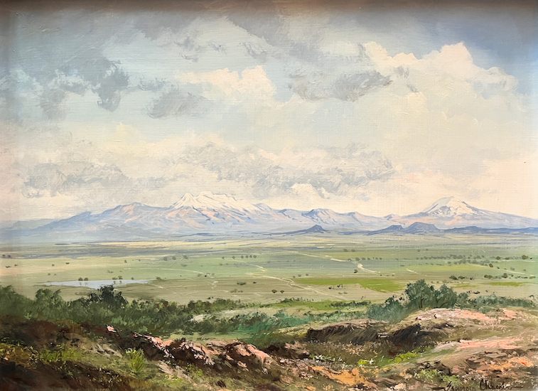 "El Valle de México", paisaje al óleo de Jorge Espinosa Chacón, 2011