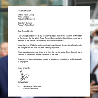 Ex MP Iswaran's resignation amid corruption scandal