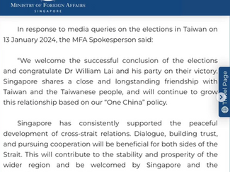 Singapore reprimanded by China