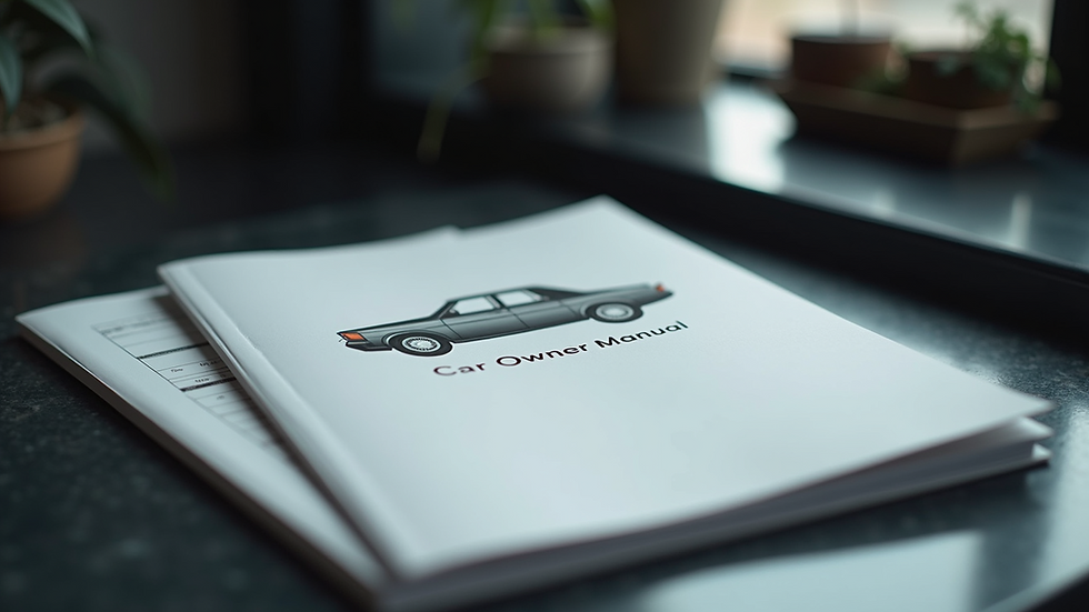 Close-up view of a car owner's manual on a table