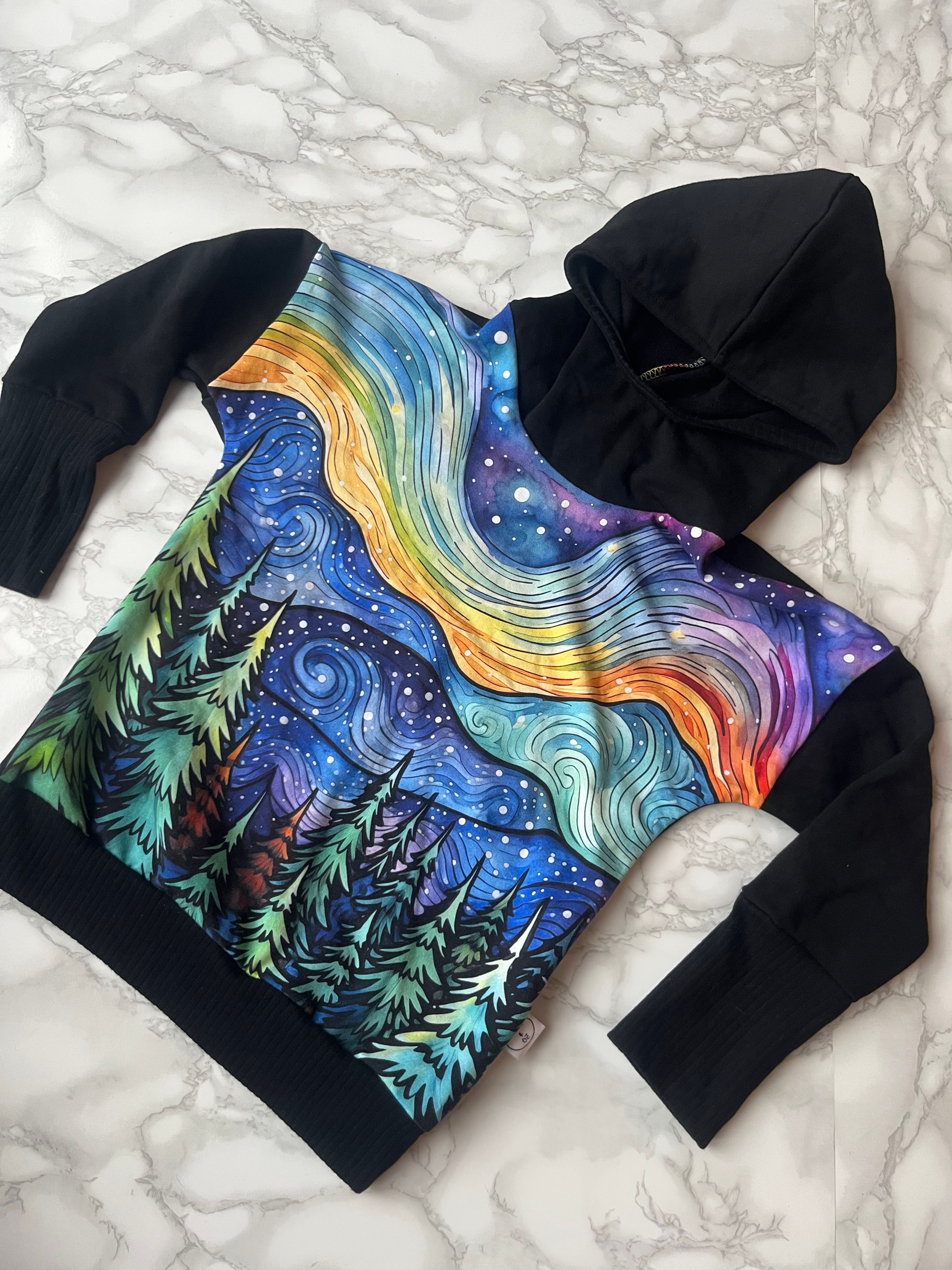 Swirling night - black - 4-7y Starry night hoody