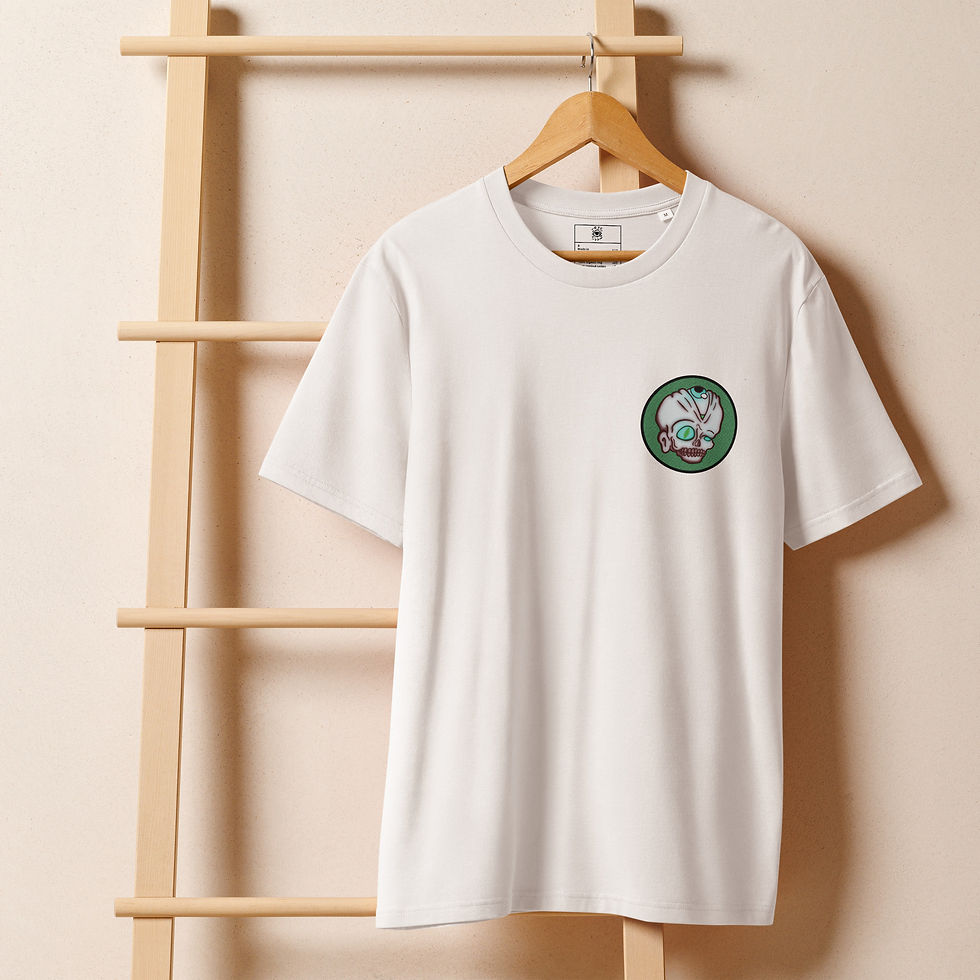 Thumbnail: Green Dead head Light Unisex organic ribbed neck t-shirt