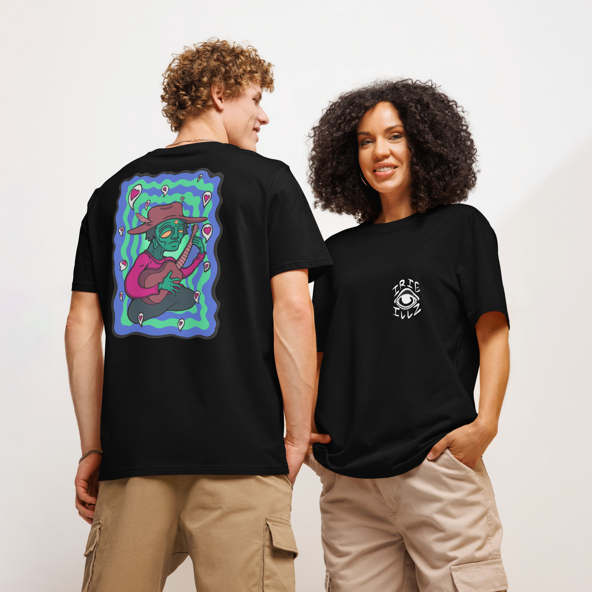 Chill Dude Dark Unisex organic ribbed neck t-shirt