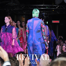 Models wearing my Digital Monarch collection on the Revival catwalk