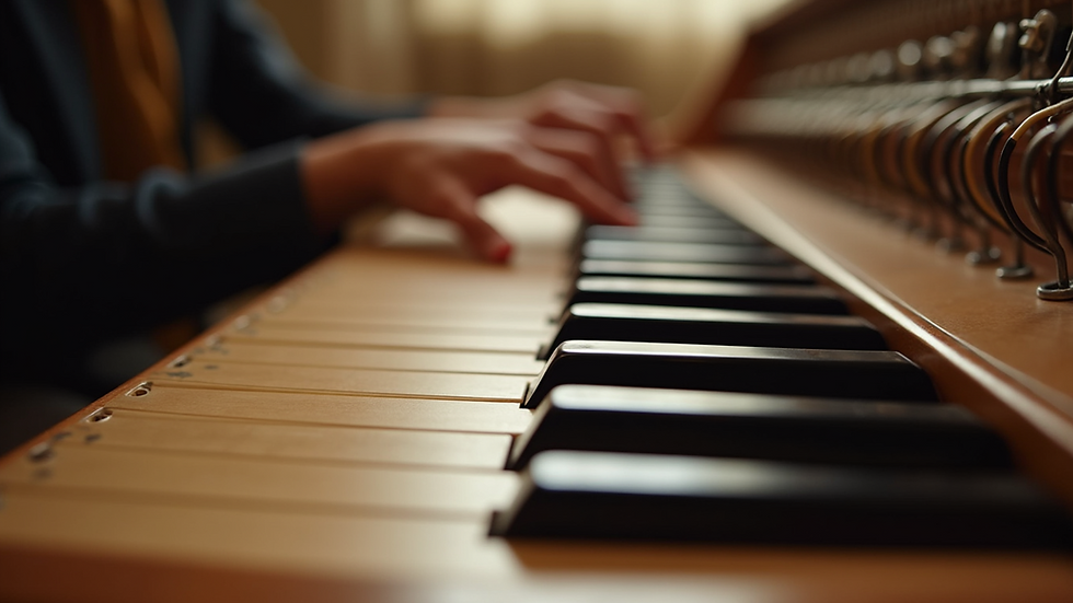 Close-up view of autoharp chord bars and strings