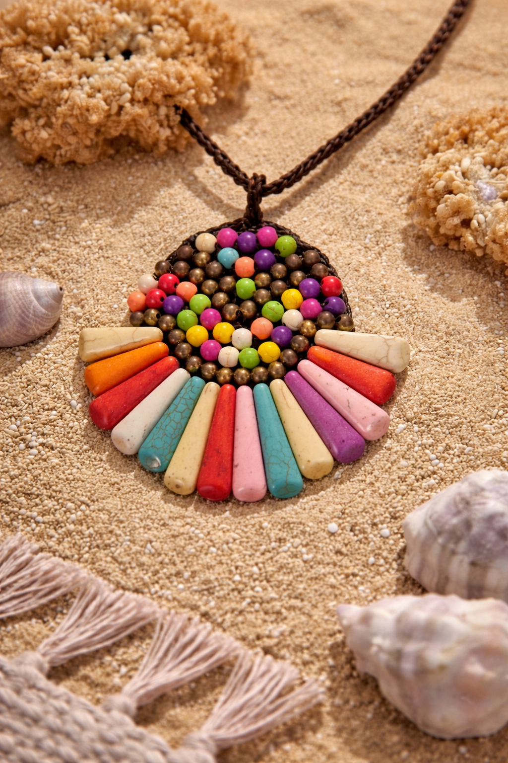 Collar de macrame y piedras naturales