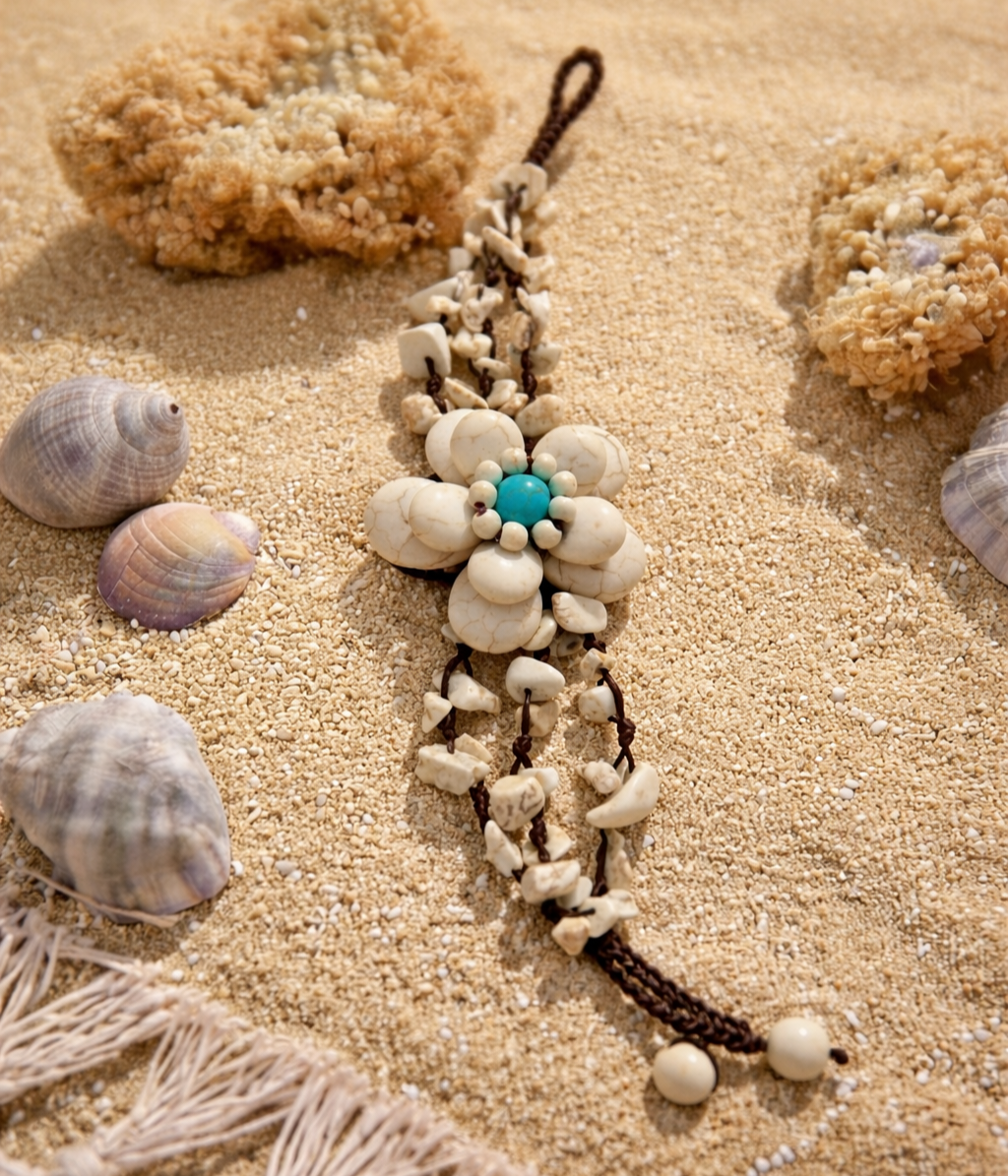 Pulsera de más grame con piedras naturales