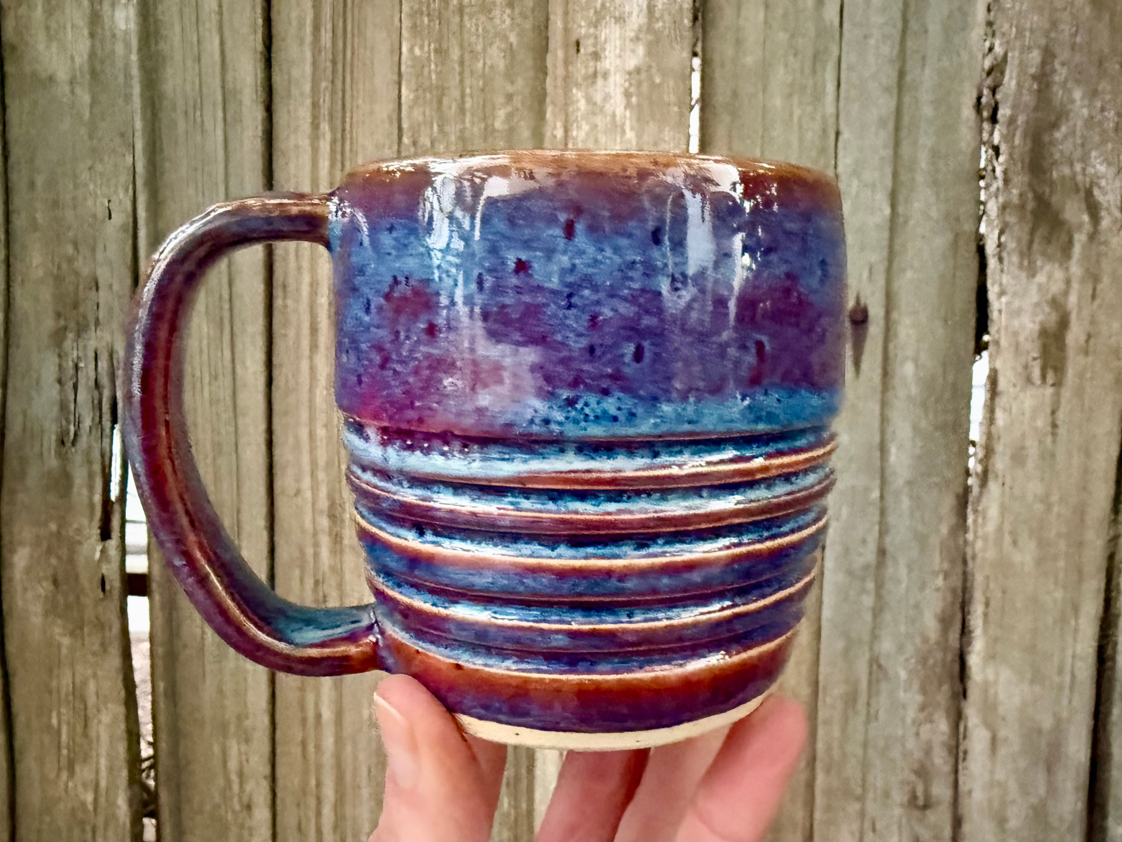 Blue/Purple ribbed mug