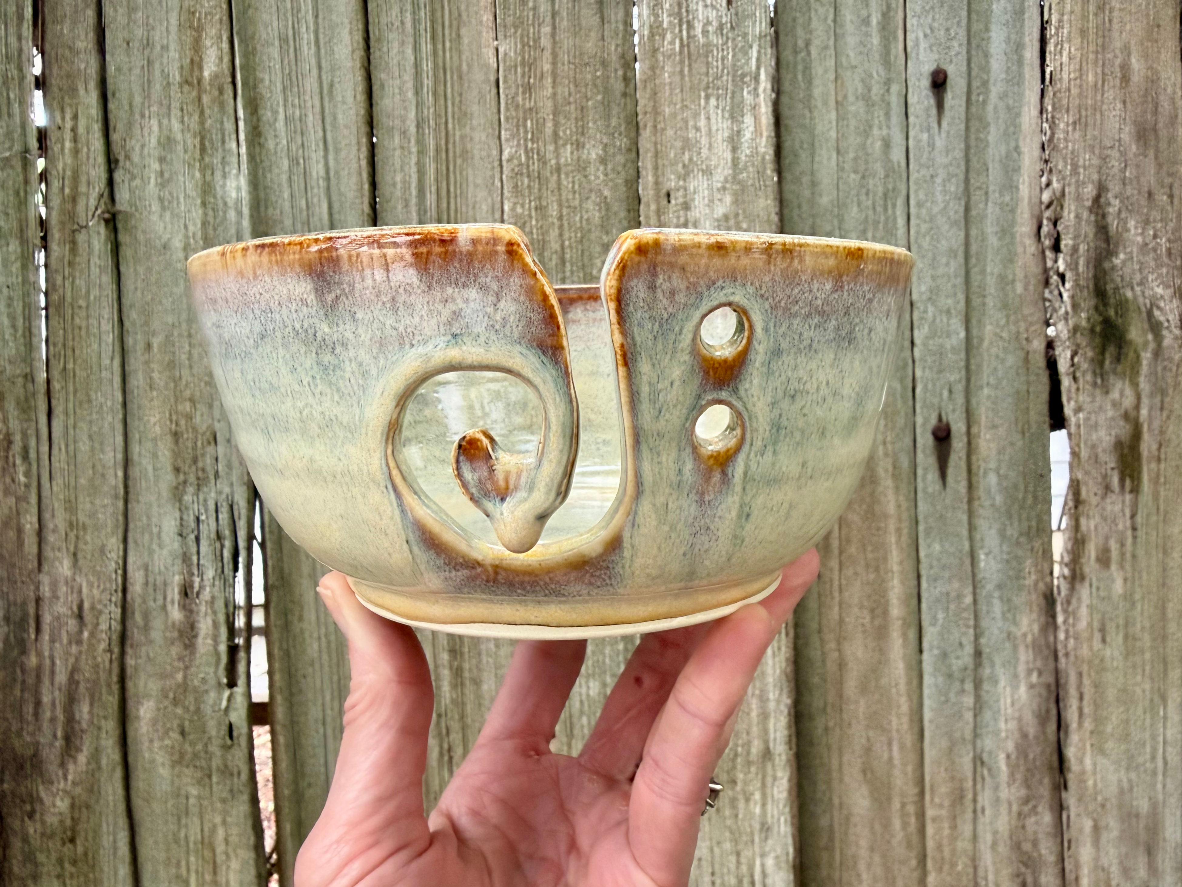 Yellow/brown yarn bowl