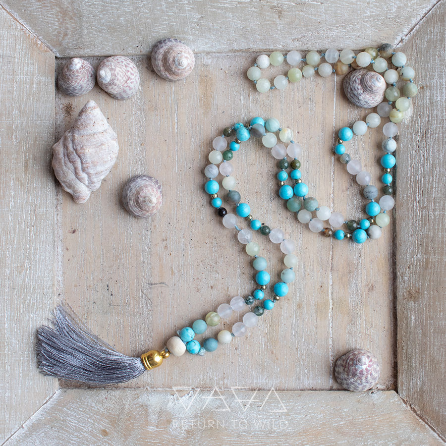 Thumbnail: TURQUOISE WATER Mala 108 Gemstone beads (6mm)