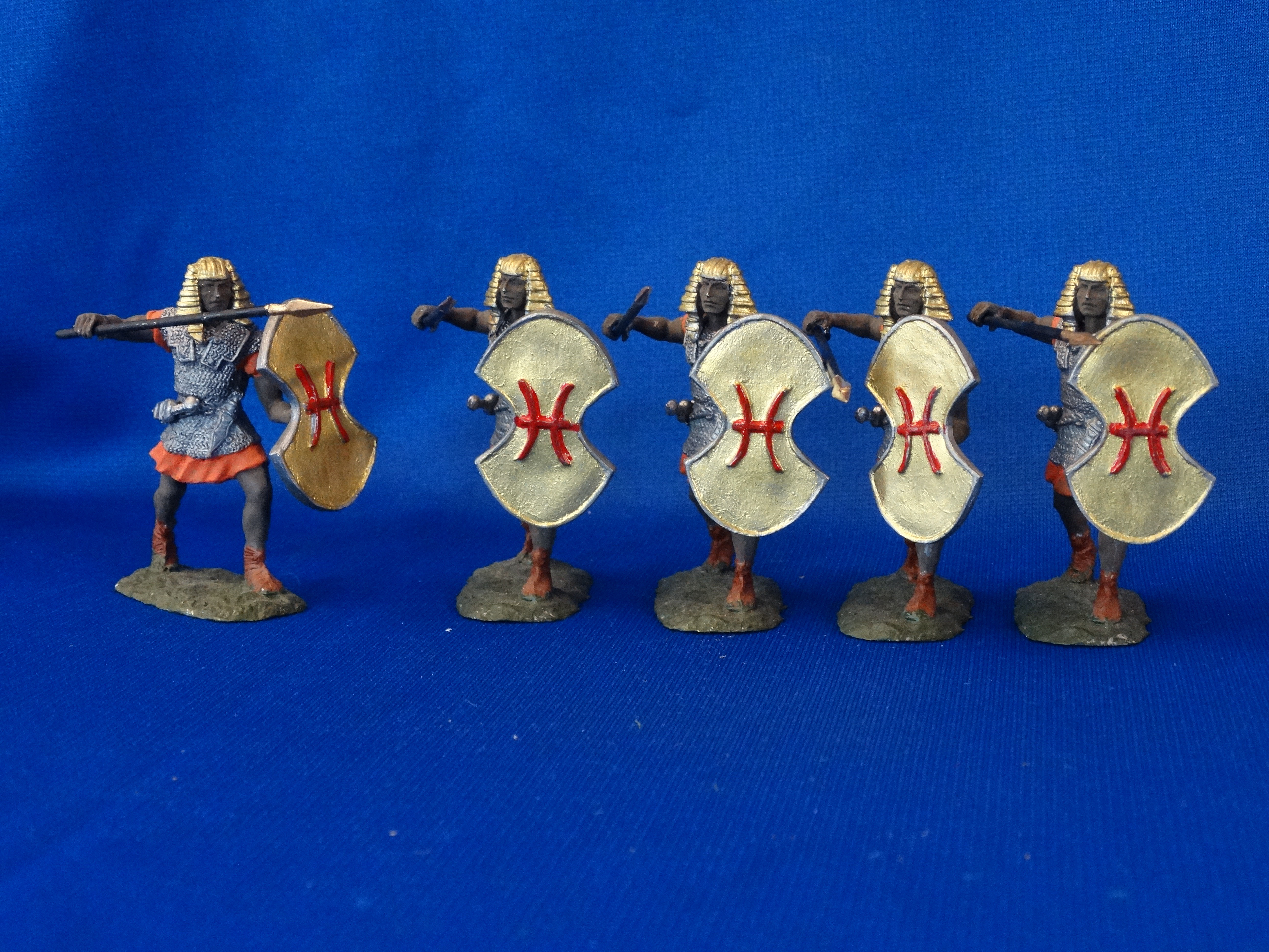 COKM-0969B - Egyptian Warriors with Spears (5 Figures) - 54mm Scale Meta