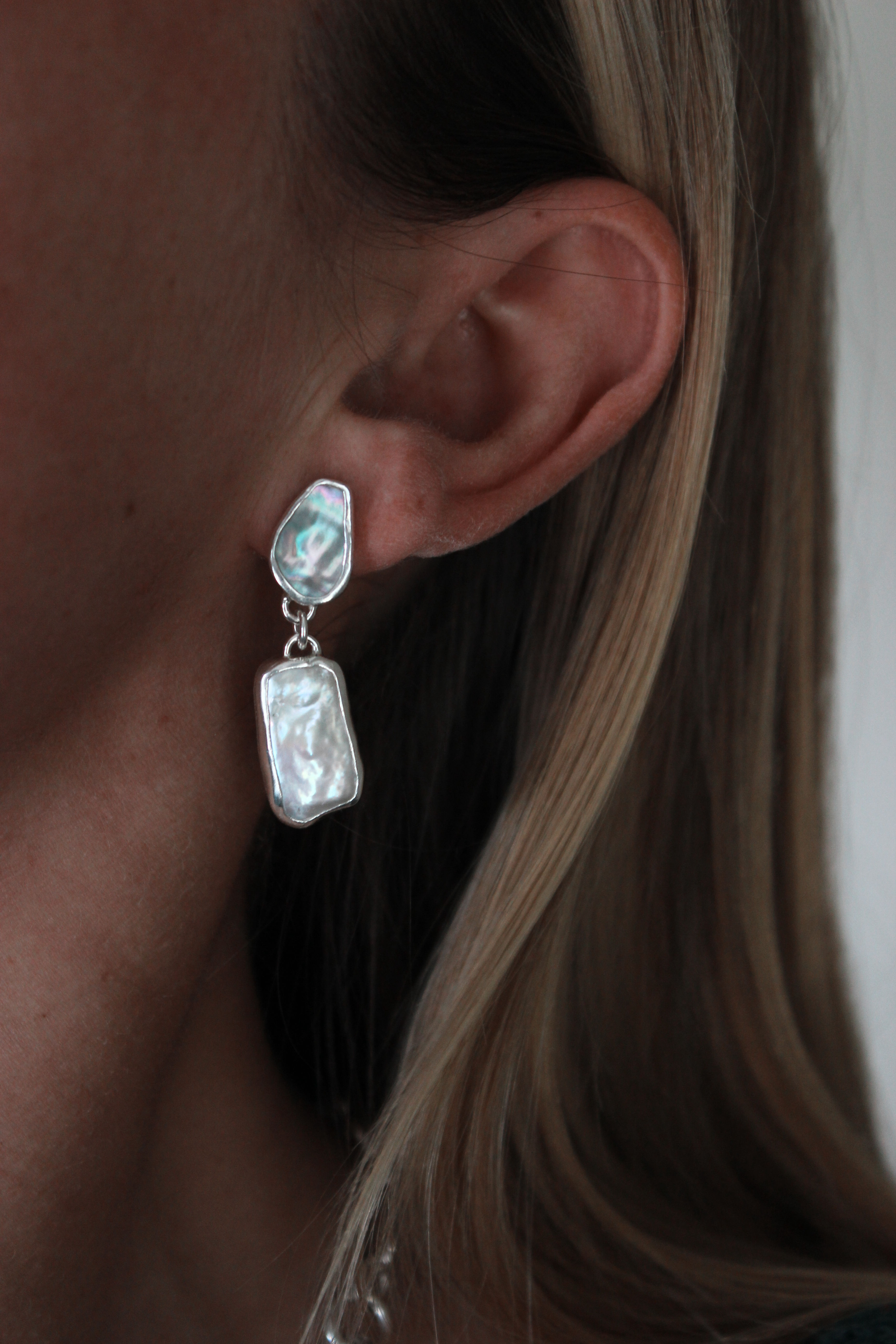 Abalone + Pearl Drop Earrings