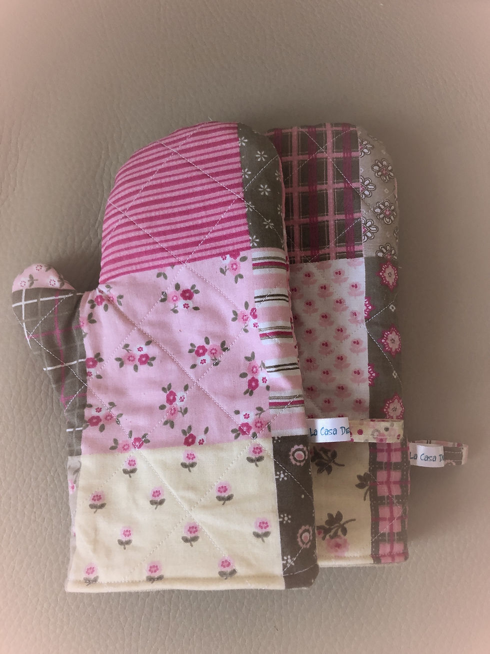 Miniature : Gant et Manique de four Fleuri Rose