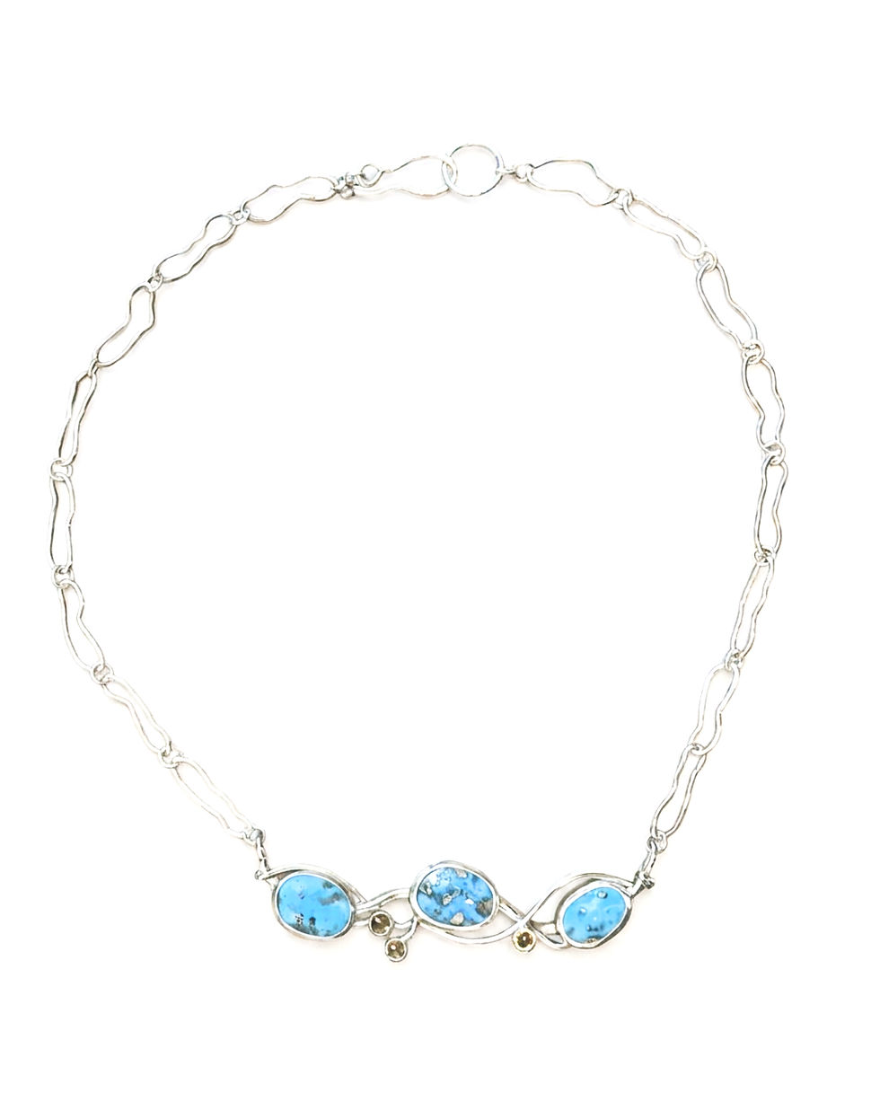 Turquoise, citrine and sterling silver necklace