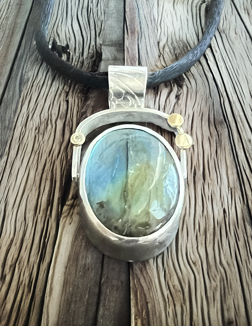Sterling Silver and Labradorite Pendant Front View