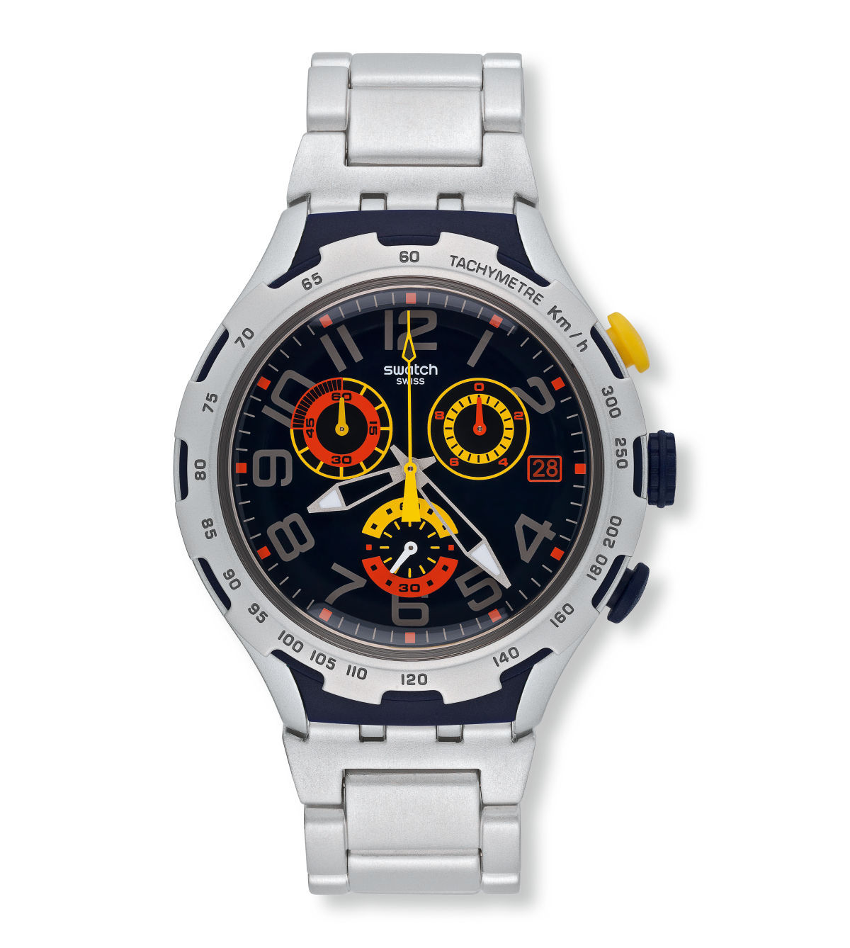 Swatch Yys4006ag Aluminio Cronografo 100% Original