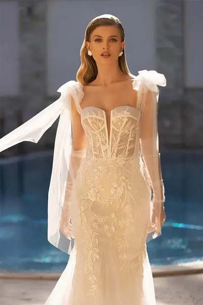 Thumbnail: Lace Tulle With Removable Tulle Overskirt