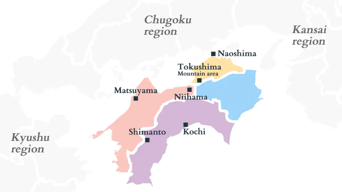 The different parts of Shikoku
