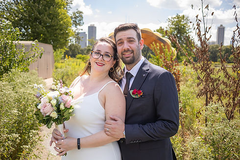 man and woman posing for post wedding photos in Lincoln Park chicago photographed by Pamela l king photography