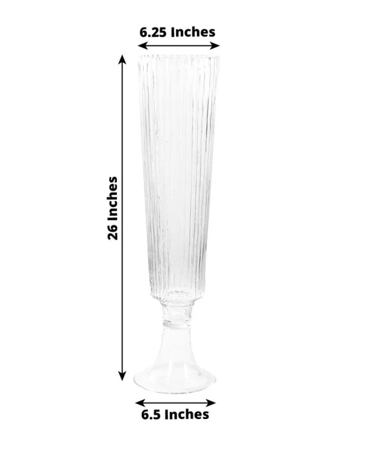 Thumbnail: Glass Trumpet Ribbed vases-26"tall