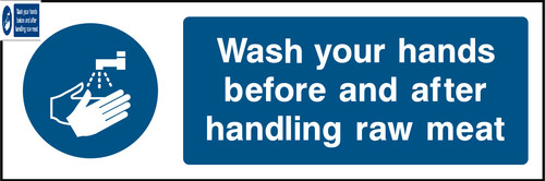 Wash Your Hands Before And After Handling Raw Meat Sign | Signland