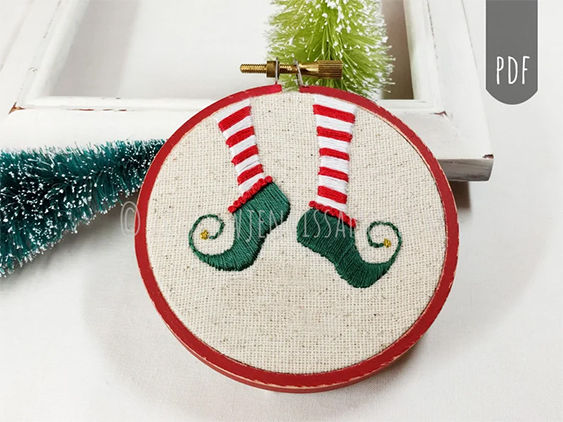 Elf Shoes Christmas Embroidery Patterns