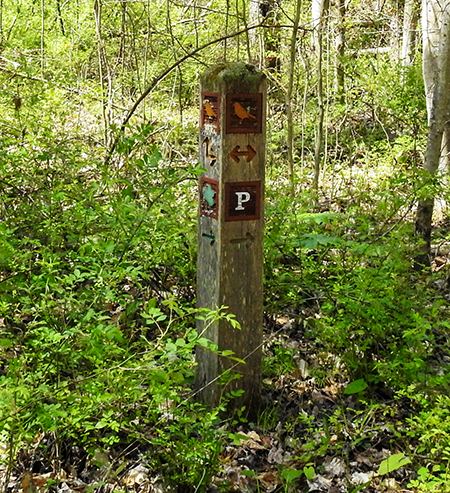 Clear Creek Metro Park - Prairie Warbler Trail and E.E. Good Prairie Loop Rockbridge Ohio Hiking Trail Marker