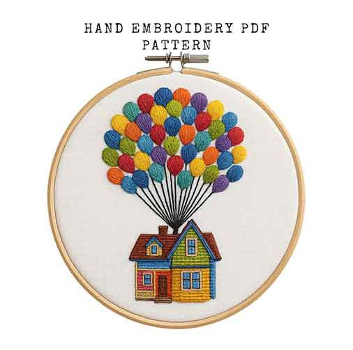 Disney Hand Embroidery Designs Up Balloon House Patterns