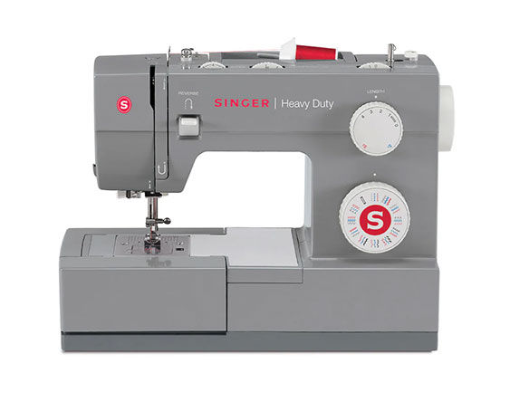 Singer 4432 heavy duty sewing machine with free arm design and manual stitch selection dial.