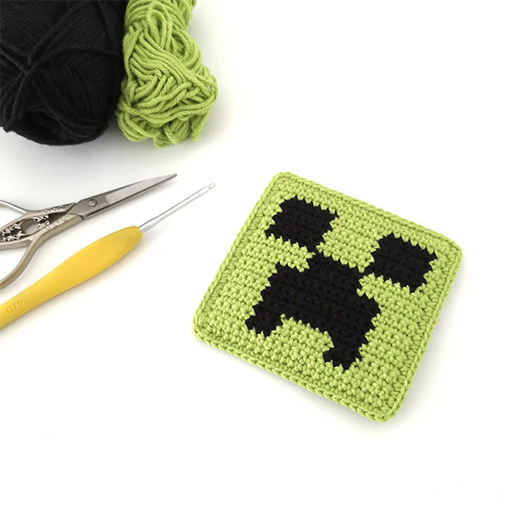 Minecraft Creeper Video Game Crochet Patterns Coaster