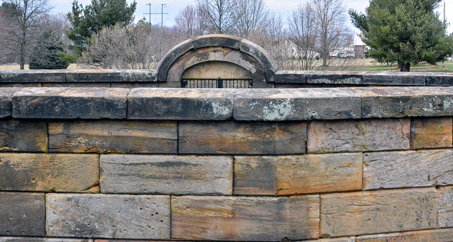 Black Hand Sandstone Walls dry-stone masonry Stonewall Cemetery Park Lancaster Ohio