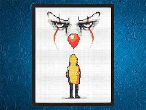 Stephen King It Pennywise Cross Stitch Pattern