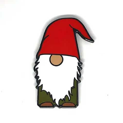Gnome with red hat and white beard needle minder.