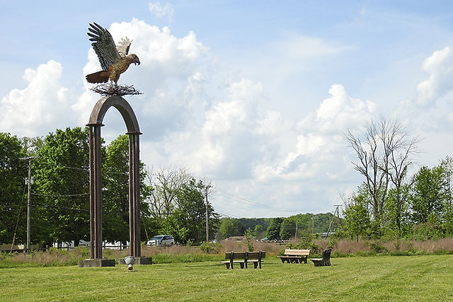 Red Tailed Haw Sculpture at Flight of the Hawk Park in Lancaster Ohio
