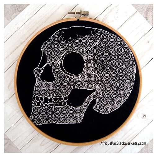 Gothic Skull DIY Halloween Blackwork Embroidery Designs