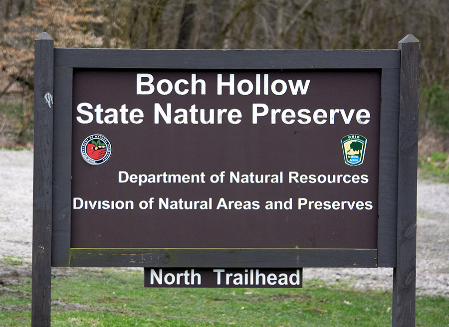 North Trailhead Sign Boch Hollow State Nature Preserve