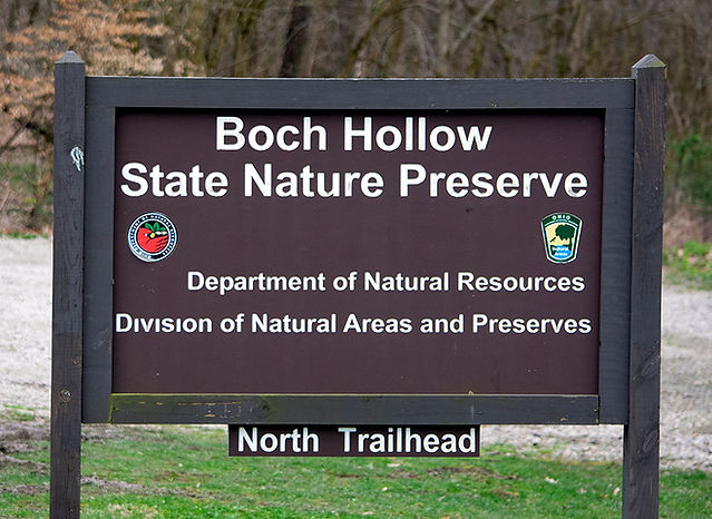 North Trailhead Sign Boch Hollow State Nature Preserve