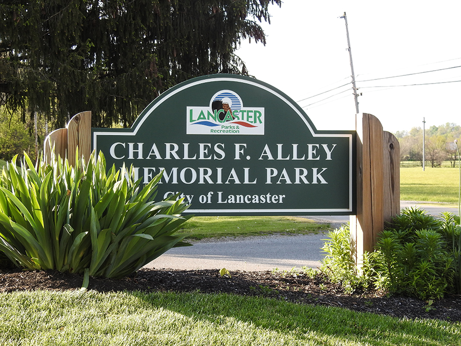 Entrance Sign to Charles F. Alley Memorial Park aka Alley Park Lancaster Ohio