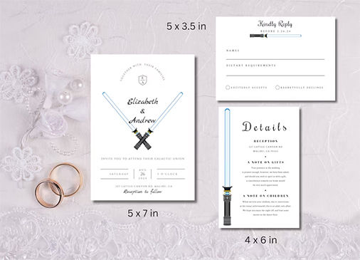 Star Wars Wedding Ideas Invitations Lightsabers