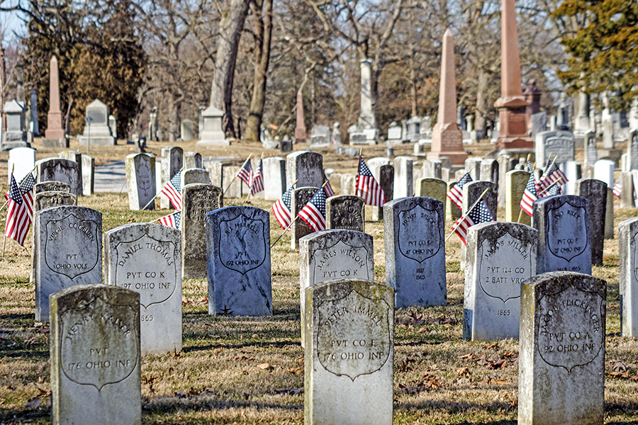 Military Headstones Green Lawn Cemetery Columbus Ohio