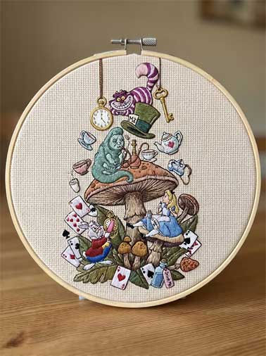 Alice in Wonderland Embroidery Designs Curiouser White Rabbit