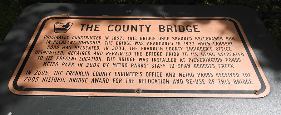 The County Bridge Sign at Pickerington Ponds Metro Park Yellowlegs Trail